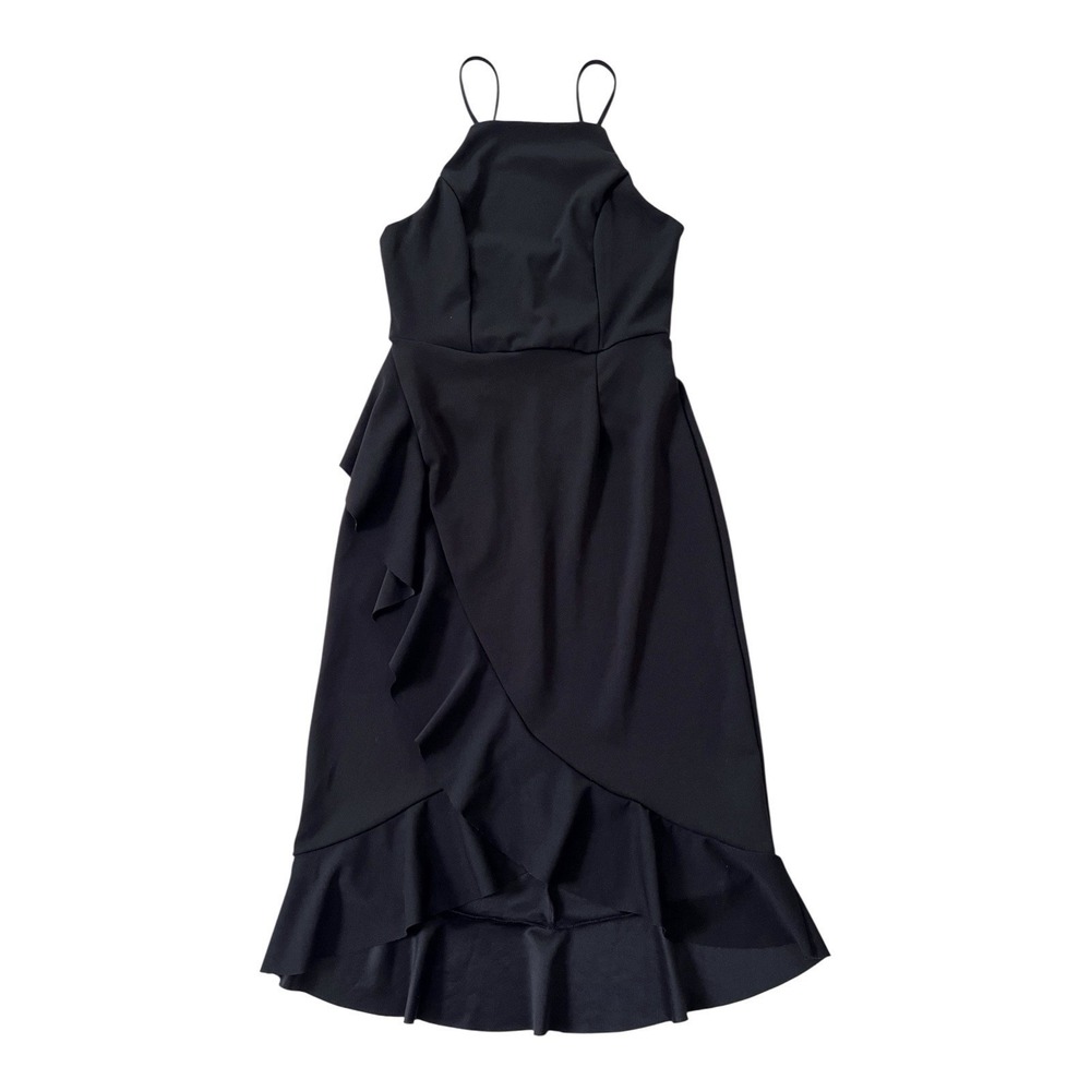 Francescas EMORY PARK‎ Halter Dress Black Side Ruffle Spaghetti Strap Small